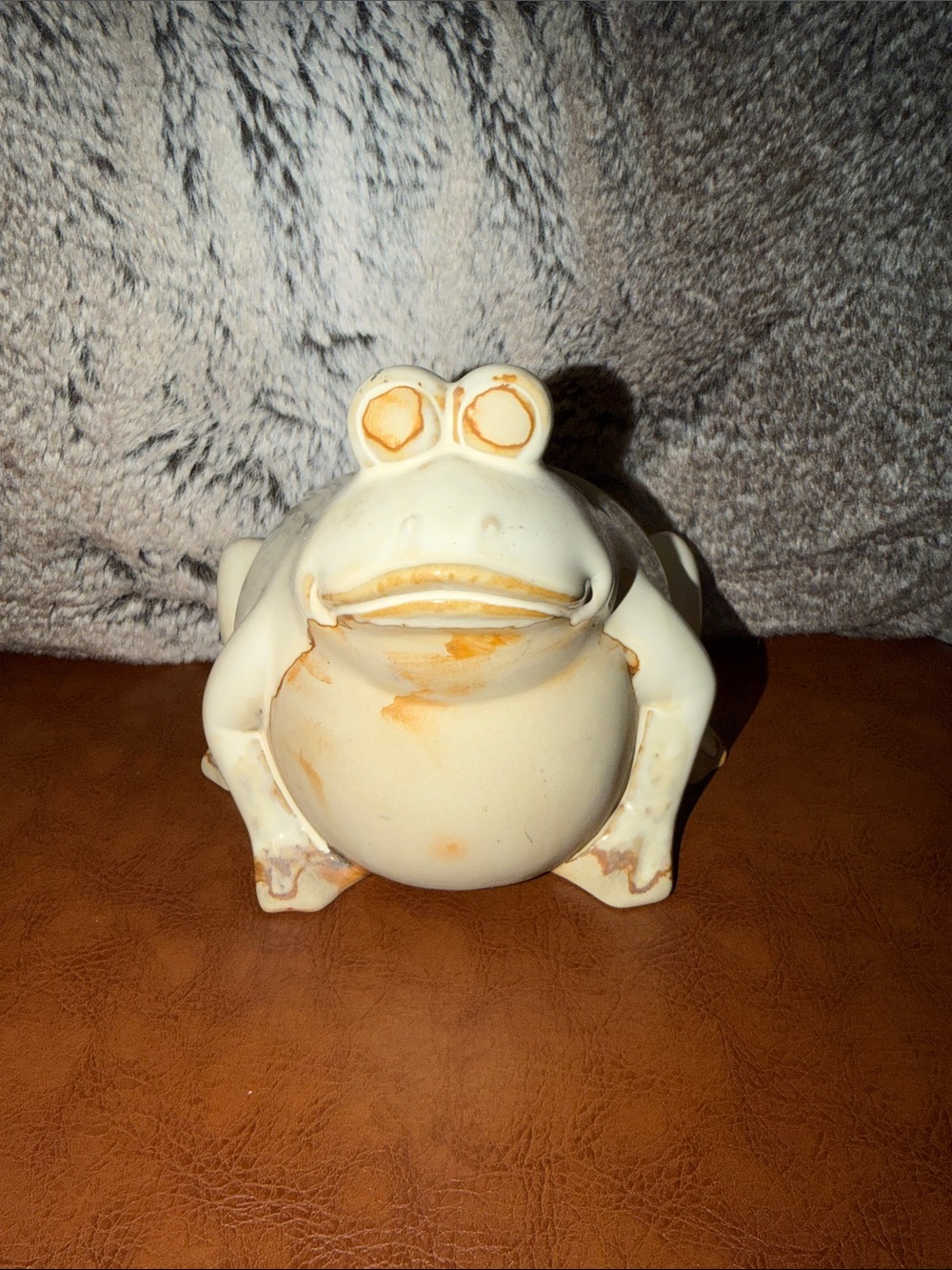 Cream Ceramic Frog Figurine Home Accent